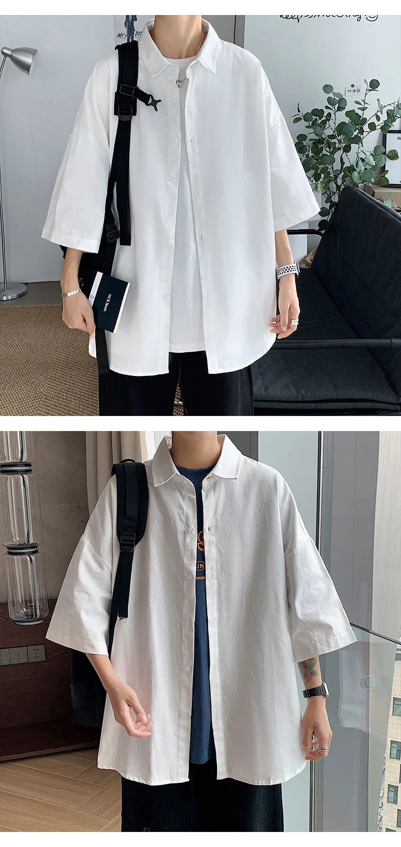 Men's Oversized Shirts White Mens Fashion Blouse 5xl Oversize Half Sleeves Dress Shirt for Men New Clothing Casual