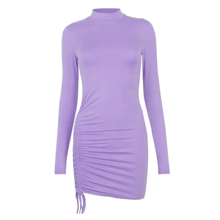 Female Dresses Outfits Women'S Dress Long Sleeve Solid Color Drawstring O-Neck Tight-Fitting Vestidos De Fiesta Elegantes 2025
