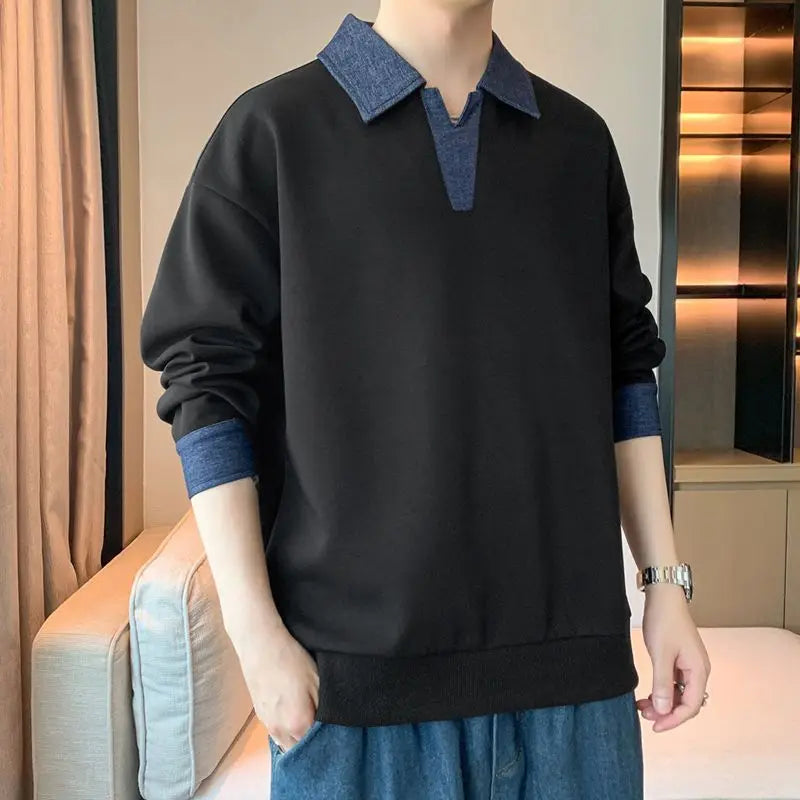 Men’s Spring/Autumn Sweatshirt – Trendy Loose Fit, Casual Long Sleeve