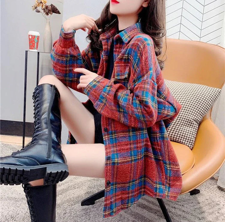 Women’s Vintage Check Jacket – Luxury Spring & Autumn Casual Coat 2025