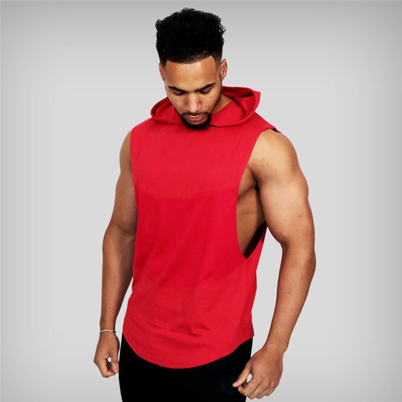 Muscleguys Gym Hooded Tank Top Men Fitness Clothing Cotton Bodybuilding Hoodie Vest Workout Singlets Sports Sleeveless Shirt