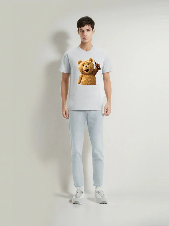 تيشيرت للجنسين بتصميم دب كرتوني - أزياء الشارع في الألفية الجديدة