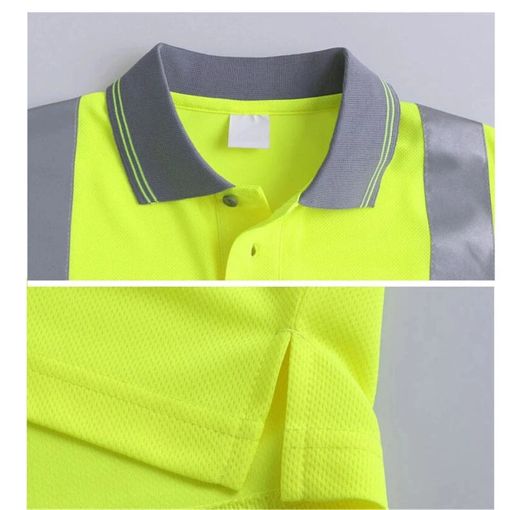 Men Shirts Night Work Reflective Workwear Short Sleeve Quick Dry Work Clothes for Men Breathable T-shirt High Visibility Tops