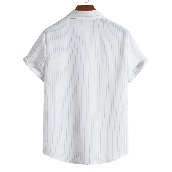 2026 Men's Striped Shirts Fashion Holiday Style Short Sleeve Casual Shirts Comfortable Loose Street Tops Men Summer Basic Shirts