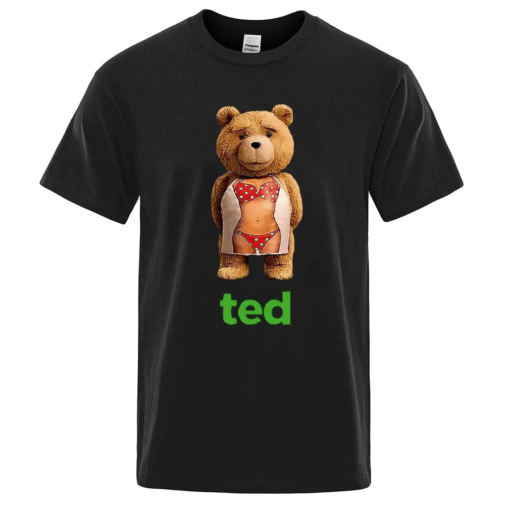 تيشيرت للجنسين بتصميم دب كرتوني - أزياء الشارع في الألفية الجديدة