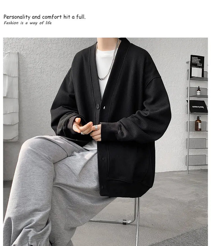 Plus Size Men’s Sweatshirt M–8XL – Heavy Blend Single-Breasted Autumn Jacket