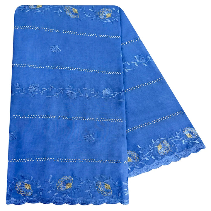 2026 KASHKHA Style 100% Cotton Fabric Embroidered Scarf African Muslim Headscarf Dubai New Floral Style For Prayer