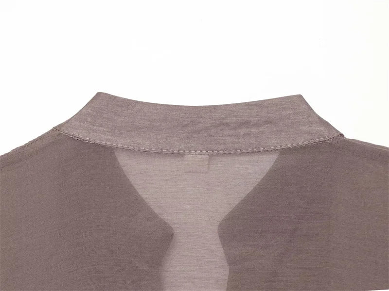 Women's Shirt 2026 New Fashion Summer Solid Color Oversize Rope Knot Detail Draped Shirt for Women Loose Chic Ladies Shirt Top