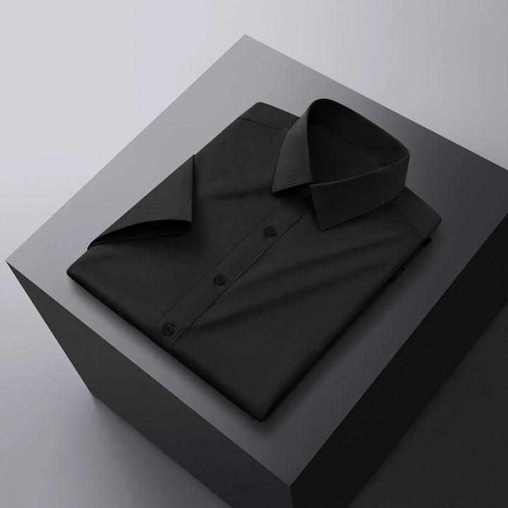Men's Business Casual Solid Color Short Sleeve Shirt Summer Fashion No Ironing Comfortable Versatile Top for Men