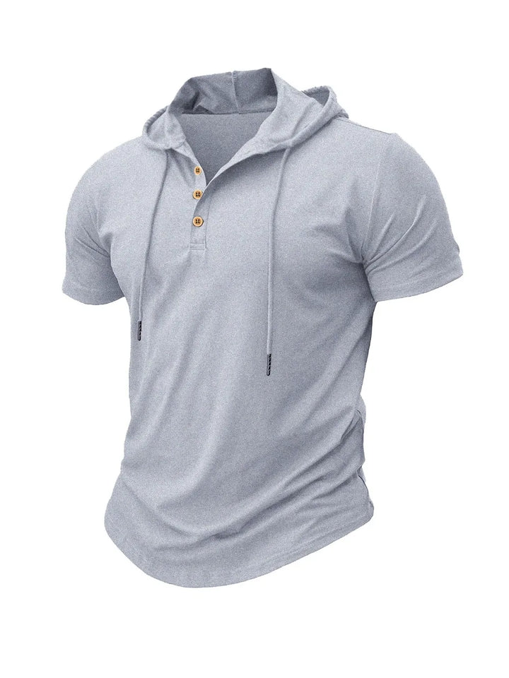 Men T Shirts  Summer Slim Fitness Hooded Short-Sleeved Bodybuilding Quick Dry Tshirt Male Gym Clothes Breathable Sports Tops