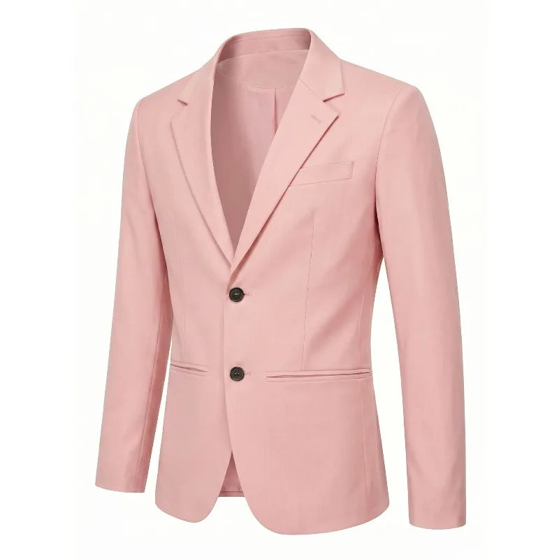 KIDWHXR Man Blazer Korean Slim Simple Solid Color Turn Down Collar Male Suit Outerwear Business Casual Long Sleeeve Men Coat
