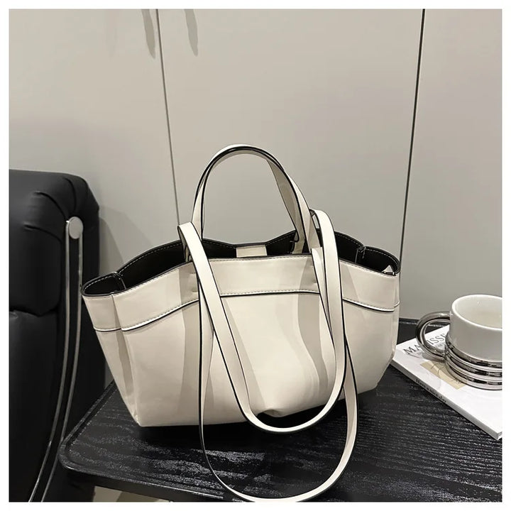 Women’s PU Leather Tote Bag – Large Vintage Shoulder & Crossbody Purse