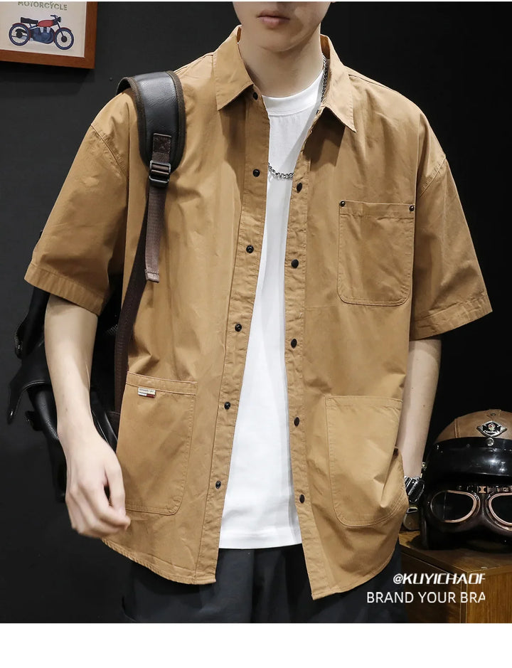 T-shirt Short-sleeved Shirt Men's Trendy Brand Trendy Shirt Summer Casual Work Clothes Loose Summer Trendy