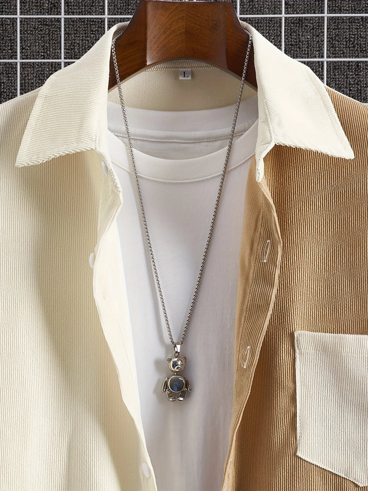 Men's Shirt Two Tone Color Block Patchwork Short Sleeve Lapel Button Shirts Summer Beach Vacation Casual Tops Men Clothing