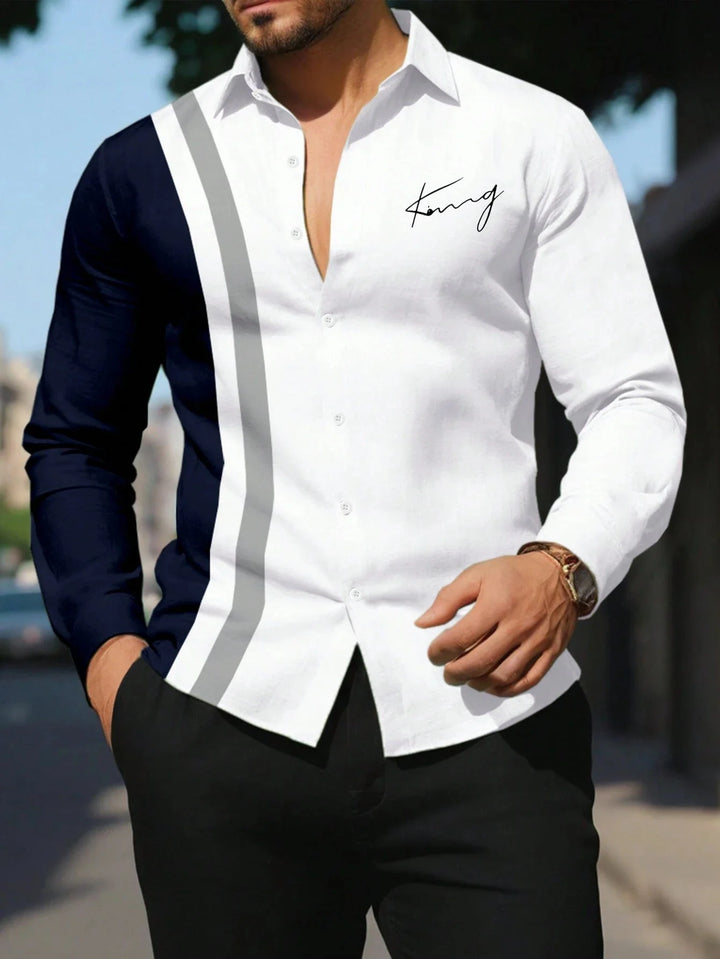 Men's Fashion Classic Business Casual Shirt Street Comfortable Long Sleeve Collar Single breasted Shirt Social Party Men's Shirt