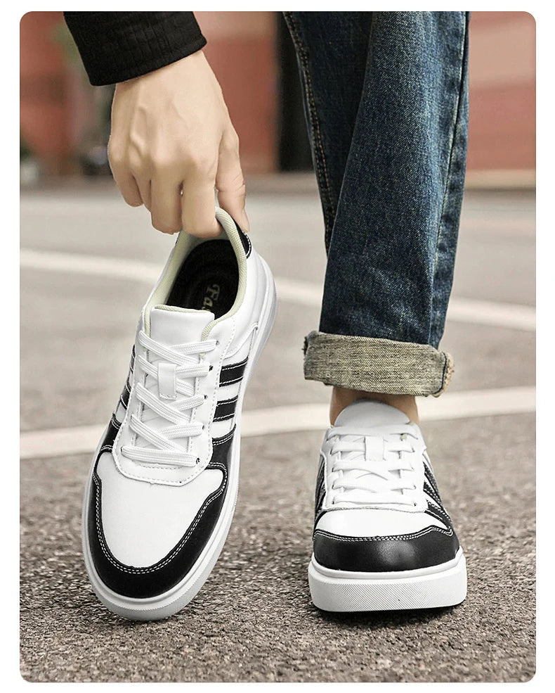 Shoes for Men Four Season Vulcanized Footwear Non-slip Casual Sneakers Fashion New Leather Round Toe Walking shoes tenis jeans