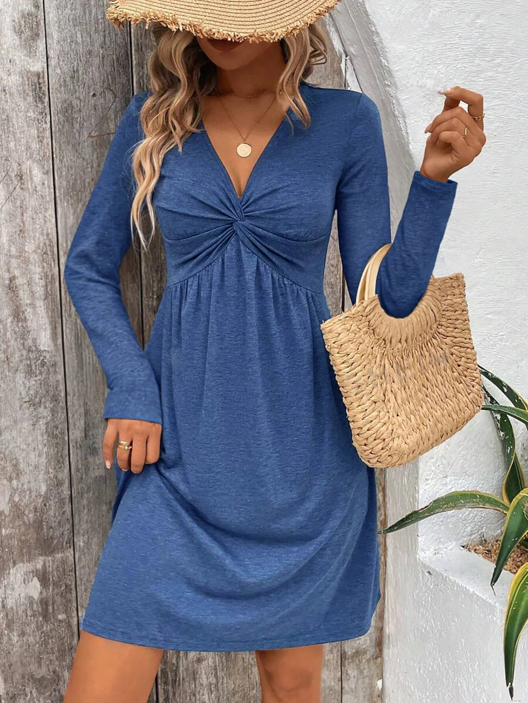 Dresses for Women Women's Dress Twist Front Puff Sleeve Bodycon Dress