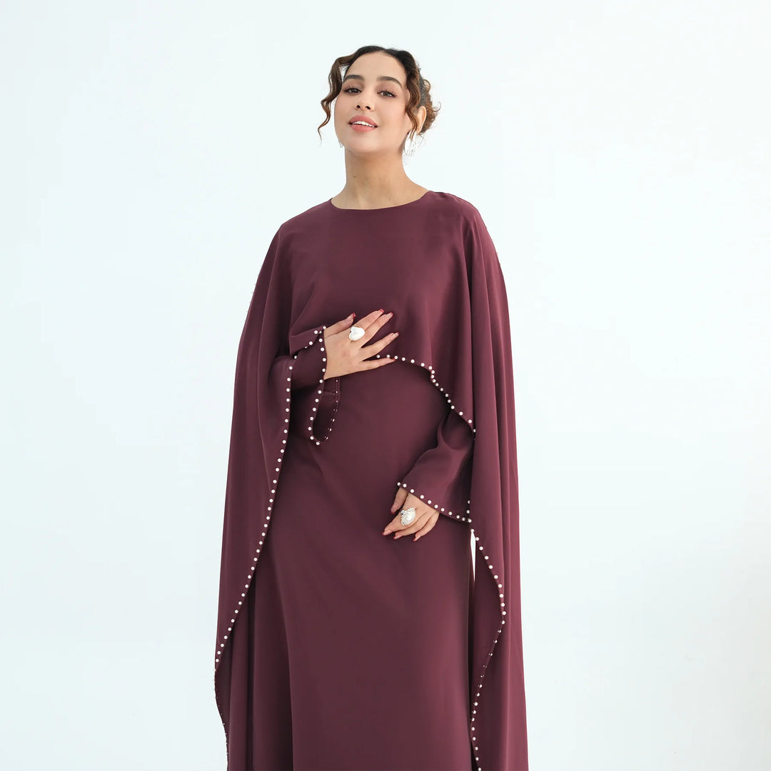 Luxury Dubai Shawl Abaya Elegant Beaded Waist Cinching Kaftan Muslim Women Traditional Dress Maxi Long Sleeve Robe Eid Outfit
