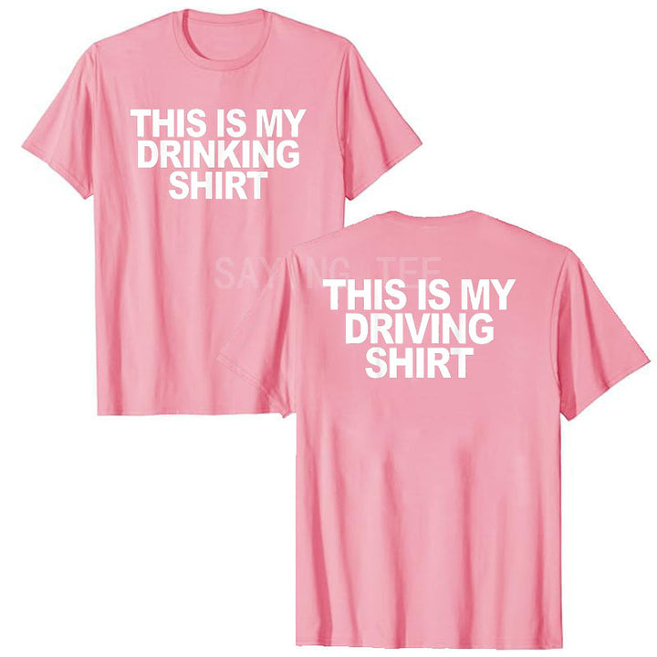 This Is My Drinking Shirt and Driving Shirts Funny Quotes T-Shirt Letters Printed Sayings Graphic Tee Tops Short Sleeve Blouses