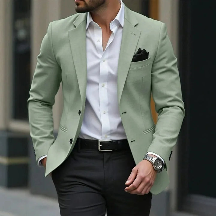 KIDWHXR Man Blazer Korean Slim Simple Solid Color Turn Down Collar Male Suit Outerwear Business Casual Long Sleeeve Men Coat