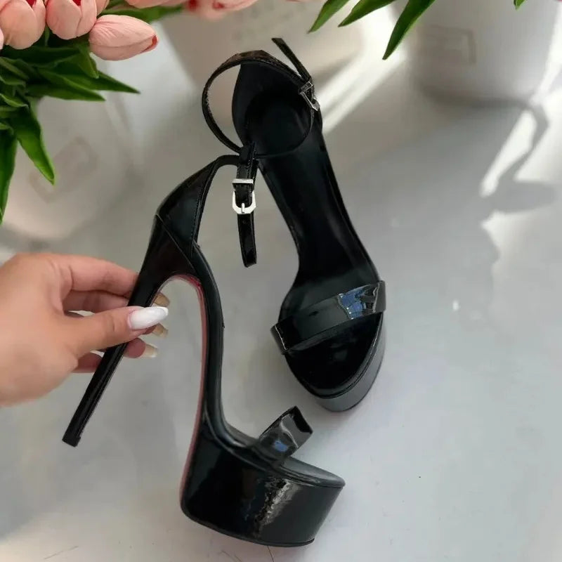 Women’s Summer High-Heeled Sandals – Peep Toe, Round Toe, Ankle Strap