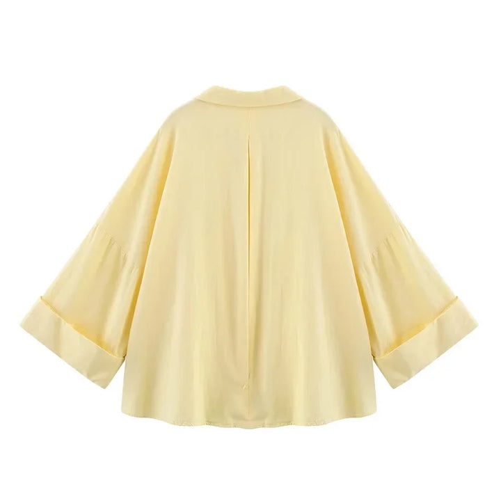 MUJER Striped Women's Shirt White Loose Casual Shirts for Women Summer Button up Shirts and Blouses Woman Wide Sleeve Ladies Top