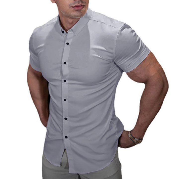 Summer Fashion Super Slim Fit Short Sleeve Shirts Men Classic Casual Dress Shirt Male Hipster Relaxed Luxe Formal Shirt