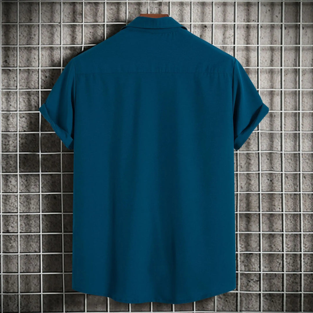 New Short Sleeve Shirts for Men Fashion Solid Casual Lapel Cardigan Tops Men Comfort Single-breasted Blouse Summer Beach Shirts