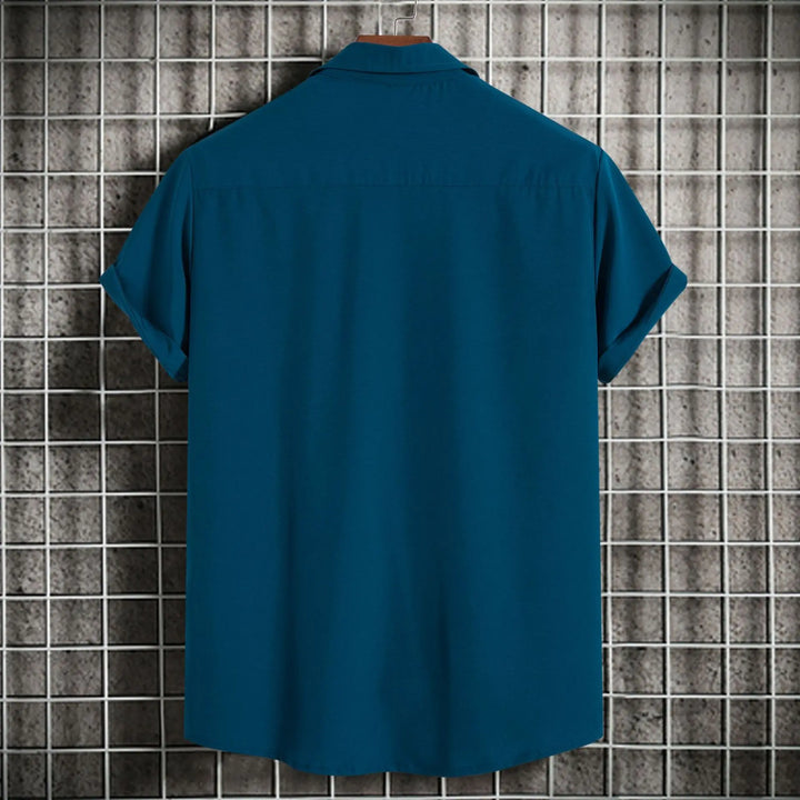 New Short Sleeve Shirts for Men Fashion Solid Casual Lapel Cardigan Tops Men Comfort Single-breasted Blouse Summer Beach Shirts