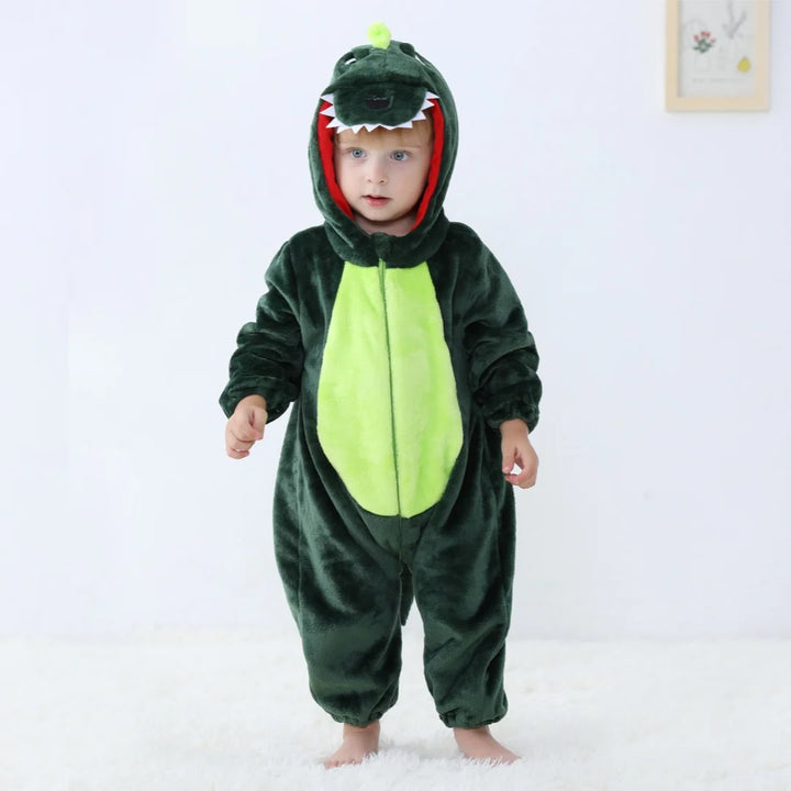Baby-Kinder-Dino-Cartoon-Einteiler-Jumpsuit