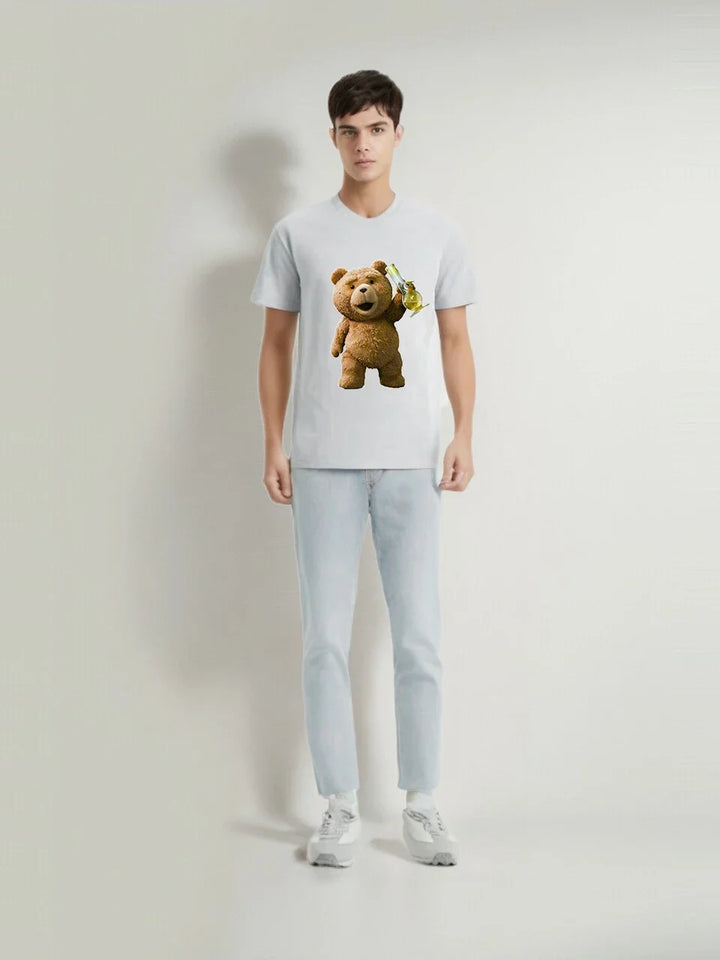 تيشيرت للجنسين بتصميم دب كرتوني - أزياء الشارع في الألفية الجديدة