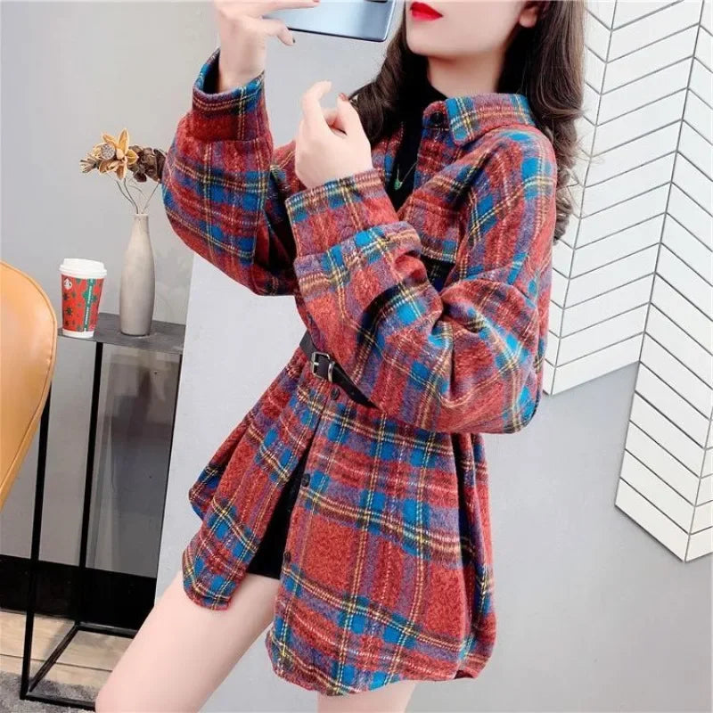 Women’s Vintage Check Jacket – Luxury Spring & Autumn Casual Coat 2025