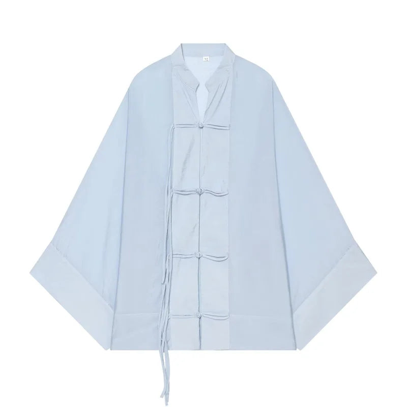 Women's Shirt 2026 New Fashion Summer Solid Color Oversize Rope Knot Detail Draped Shirt for Women Loose Chic Ladies Shirt Top