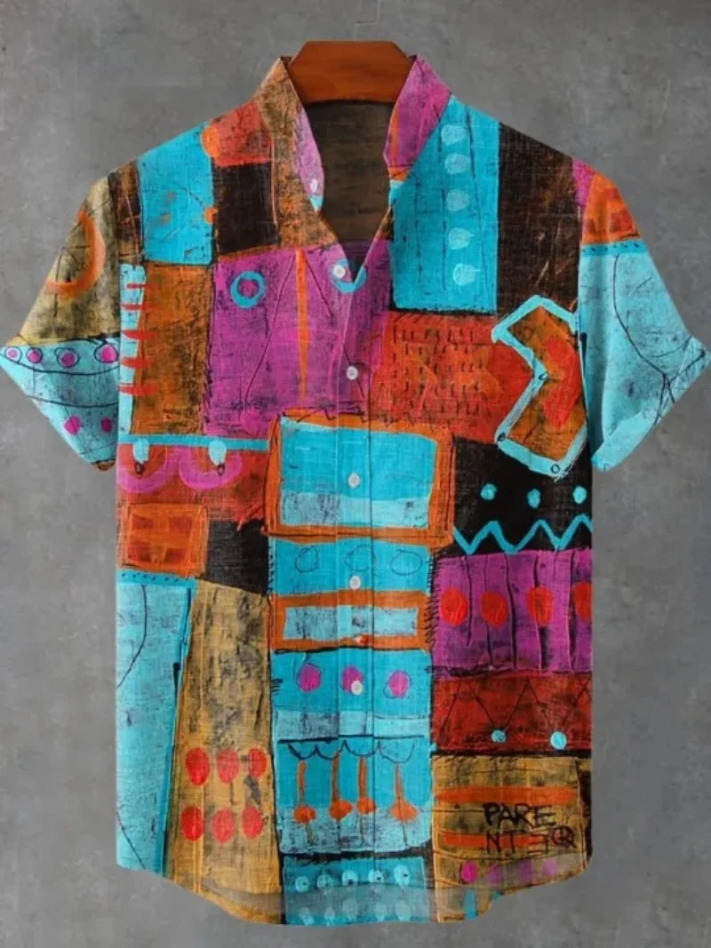Men's Hawaiian Shirt, Men's 3D Printed Short Sleeved Shirt, Beach Vacation Linen