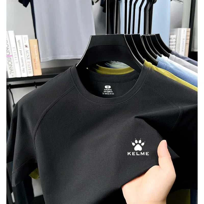 KELME's New Men's Summer High-Quality Round-Neck Breathable Quick-Drying Short-Sleeved Casual Sports Breathable Shirt