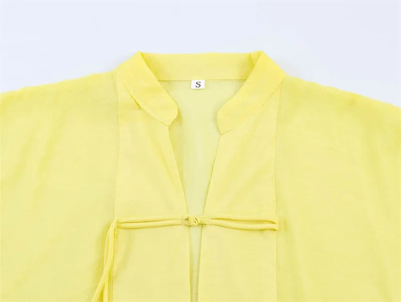 Women's Shirt 2026 New Fashion Summer Solid Color Oversize Rope Knot Detail Draped Shirt for Women Loose Chic Ladies Shirt Top