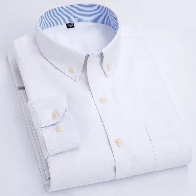Men's Long Sleeve Shirt Spring Summer Autumn Winter Oxford Woven Slim Free Ironing Comfortable Soft Casual Fashion Simple Work