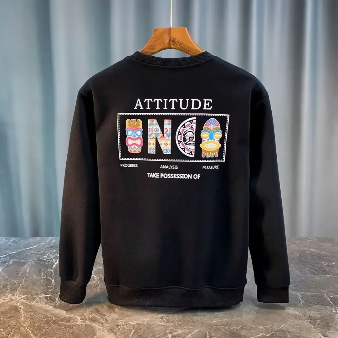 American Men’s Vintage Sweatshirt – Oversized Long Sleeve Casual Top