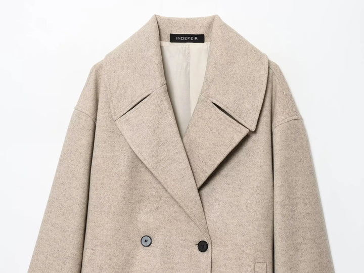 Women’s Double-Breasted Jacket – Elegant Lapel Coat for Autumn & Winter 2025