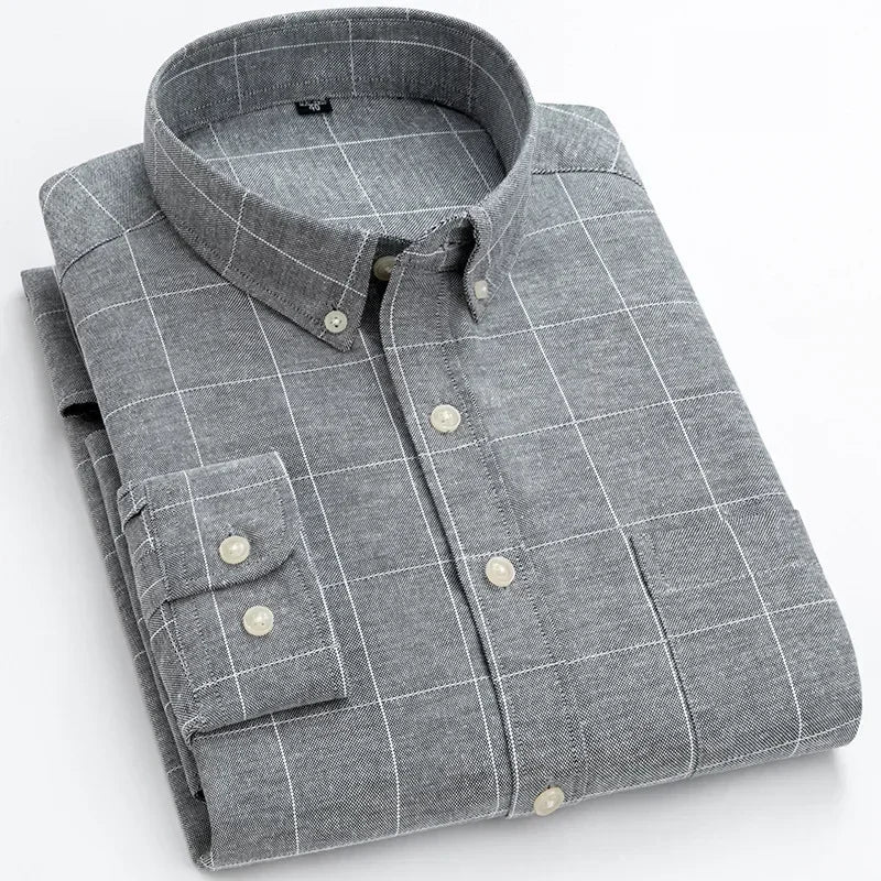 Men's Long Sleeve Shirt Spring Summer Autumn Winter Oxford Woven Slim Free Ironing Comfortable Soft Casual Fashion Simple Work