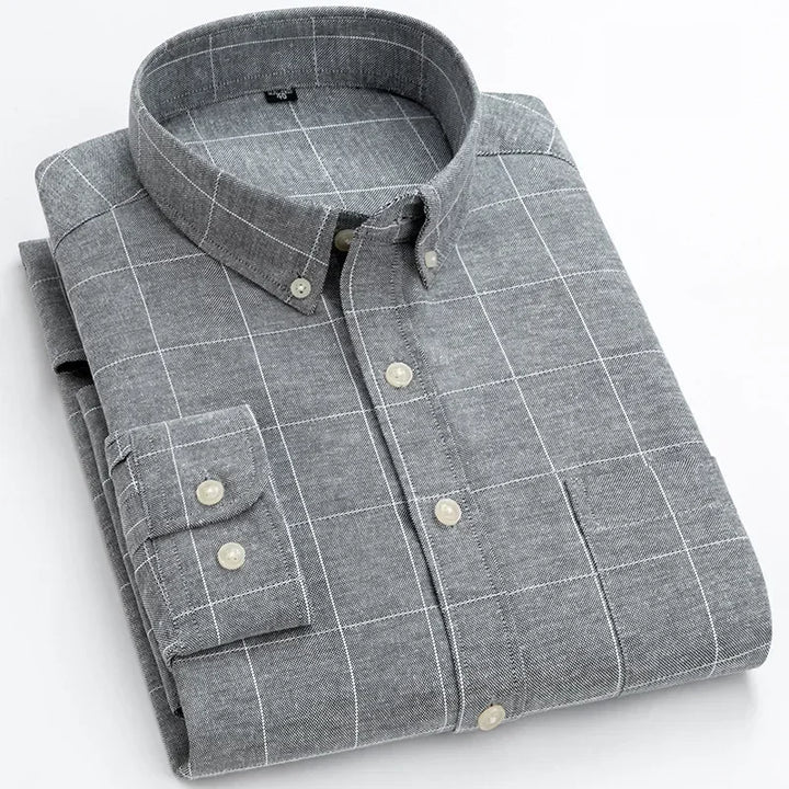 Men's Long Sleeve Shirt Spring Summer Autumn Winter Oxford Woven Slim Free Ironing Comfortable Soft Casual Fashion Simple Work