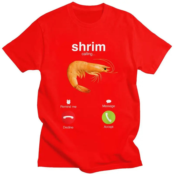 Shrim Is Calling T-Shirt Women's Short Sleeve Funny Shrimp Meme T-Shirt Street Style T-Shirt Top Women Clothing Graphic T Shirts