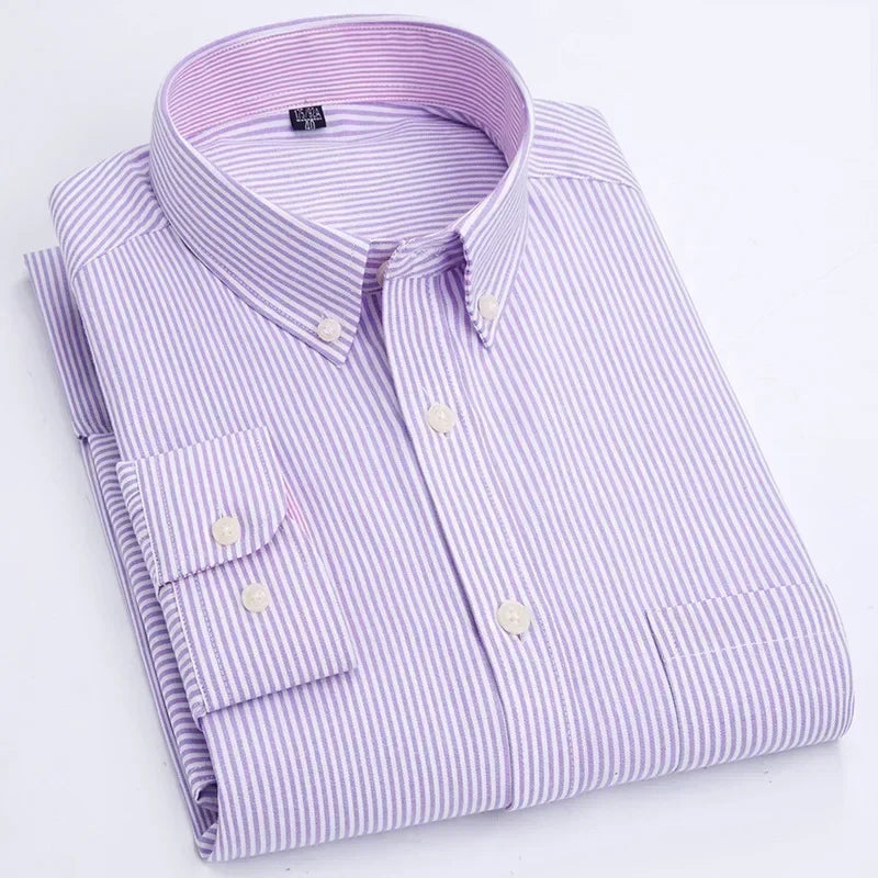 Men's Long Sleeve Shirt Spring Summer Autumn Winter Oxford Woven Slim Free Ironing Comfortable Soft Casual Fashion Simple Work