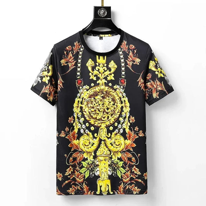 Men's And Women's Summer Casual T-shirts 3D Printed Shirts Retro Luxury Royal Flowers Street Fashion Oversized Clothing Tops