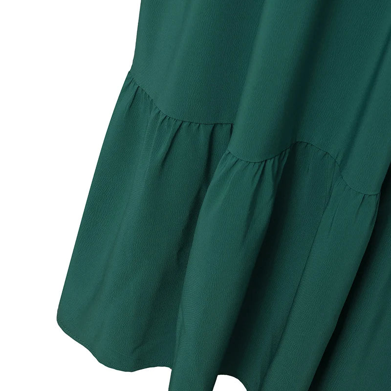 ZANZEA Elegant Muslim Abaya Dress Women O Neck Long Sleeve Pleated Sundress Maxi Robe Casual Kaftan Stylish Party Dress Ramadan