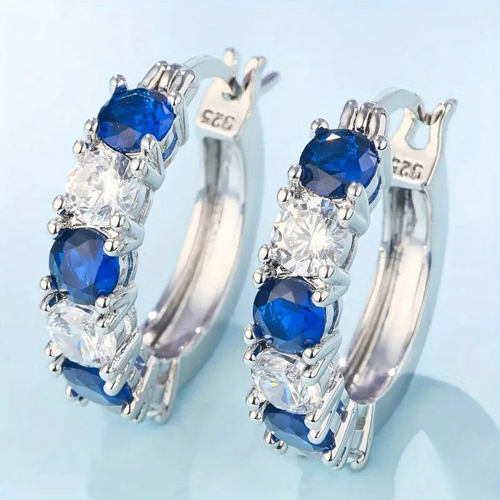 Women’s S925 Silver Earrings – Blue Gemstone Studs