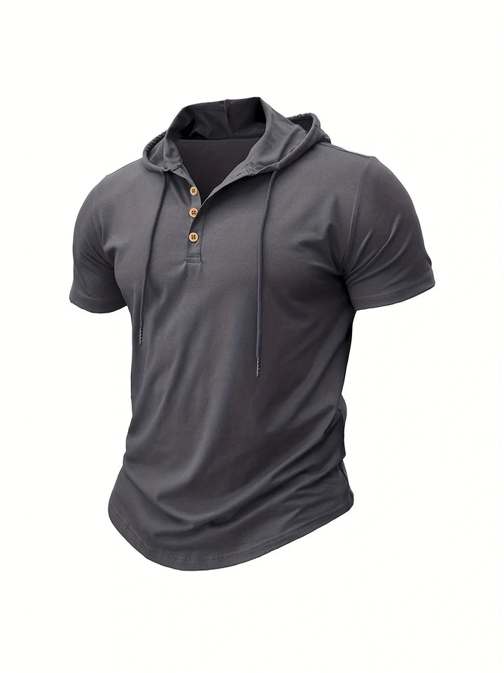 Men T Shirts  Summer Slim Fitness Hooded Short-Sleeved Bodybuilding Quick Dry Tshirt Male Gym Clothes Breathable Sports Tops