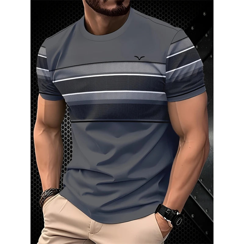 Simple Fashion Striped Graphic T Shirts For Men Summer Casual Short  Sleeve 3D Printed T-shirts Loose Breathable Daily Wear Tees