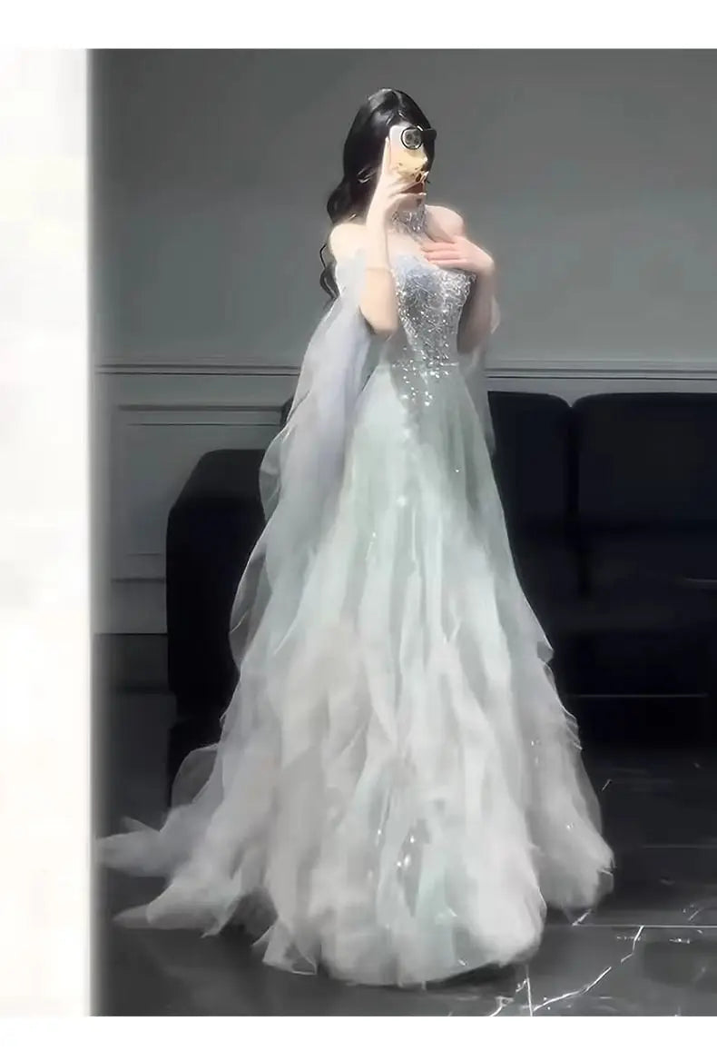 Evening Gown Dress For Women 2025 New High-end Light Luxury Niche Heavy Industry High-end Sense Elegant Temperament Host Dress