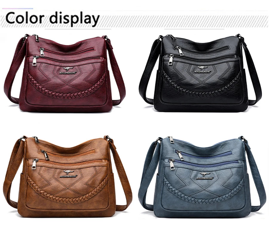 Luxury Women’s Leather Handbag – Multi-Pocket Crossbody & Shoulder Bag 2026